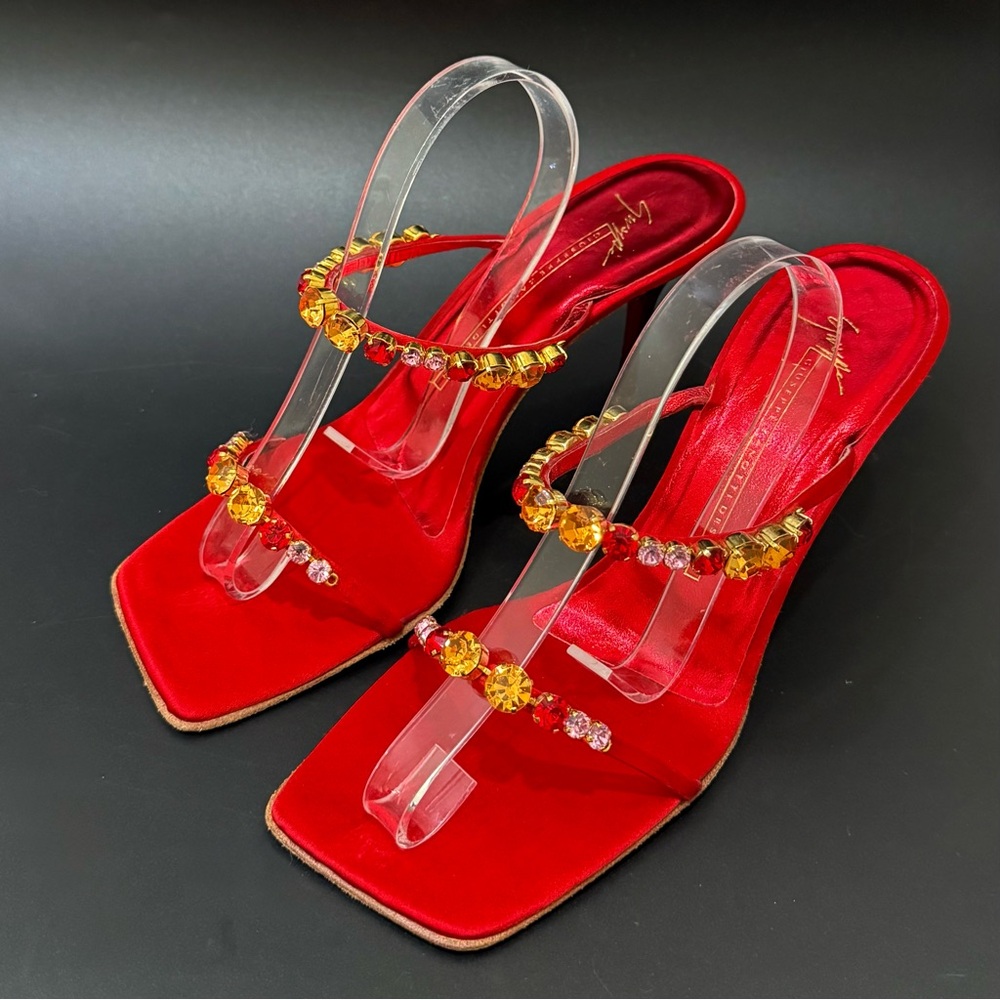 Giuseppe Zanotti Red Heels with Gold Accents - Picture 2 of 16